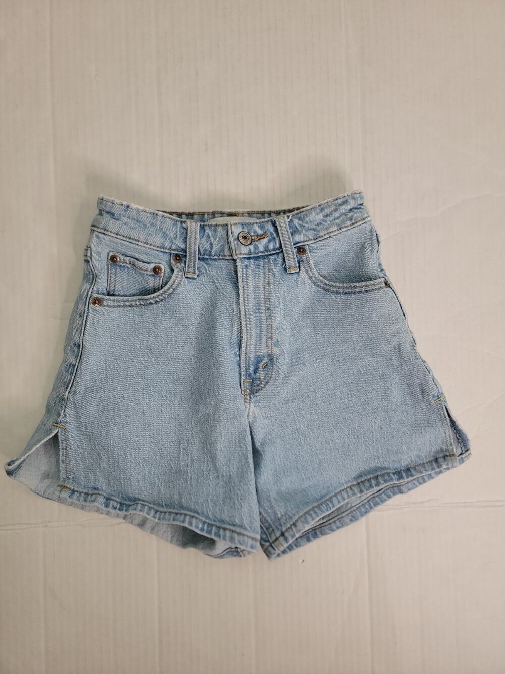Abercrombie Denim Shorts Womens SZ 23 The Dad High Rise Curve Love Side Slits